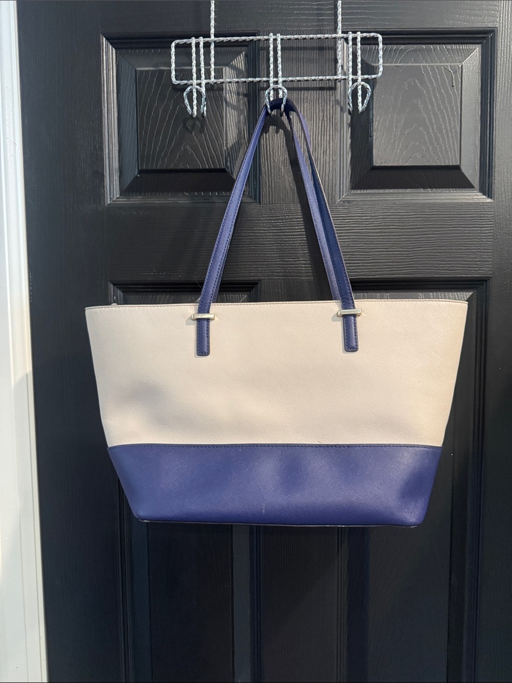 kate spade Cream and Blue Colorblock Leather Tote - Picture 4 of 12
